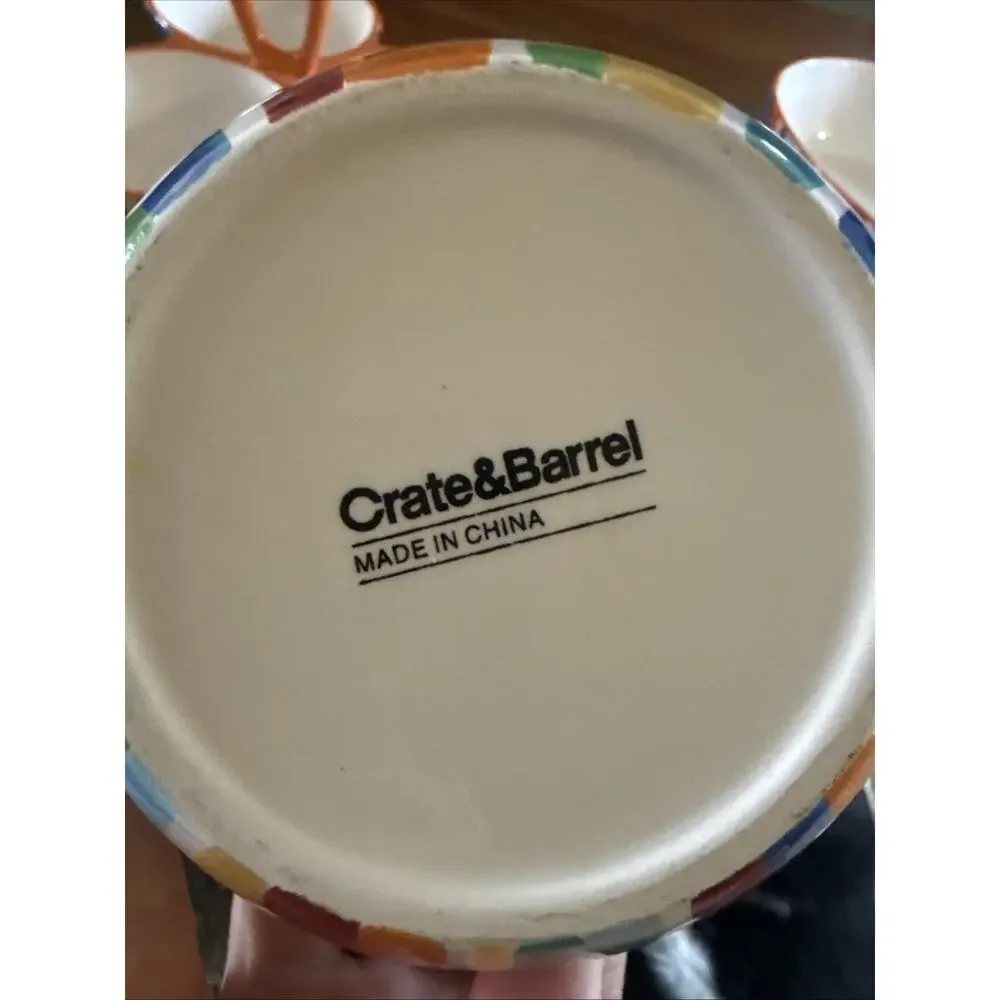 Crate & Barrel Raya Carnivale Stripe Serving Set Oval Bowl 3 Section Condiment
